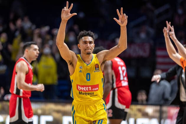 Basketball Berlin 10.03.2022 Saison 2021 2022 Euroleague Regular Season Alba Berlin - Olympiakos Piräus Maodo Lo (Alba Berlin, No.00) Jubel