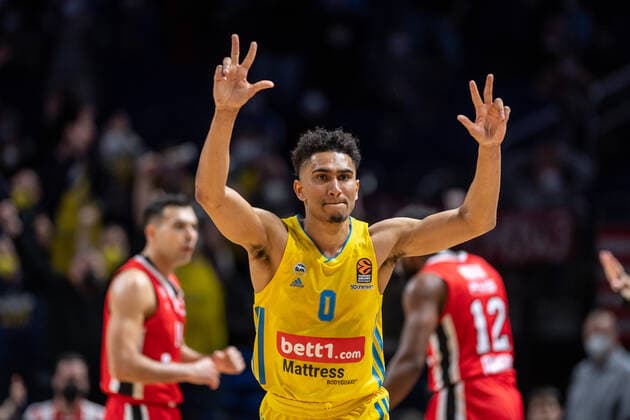 Basketball Berlin 10.03.2022 Saison 2021 2022 Euroleague Regular Season Alba Berlin - Olympiakos Piräus Maodo Lo (Alba Berlin, No.00) Jubel