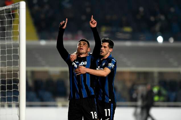 IPP20220310 Football - soccer: UEFA Europa League 2021 2022, Atalanta Bergamo - Bayer 04 Leverkusen, Ruslan Malinovski esulta dopo il gol del 1-1 (Verwendung nur in Deutschland - GERMANY ONLY) *** IPP20220310 Football soccer UEFA Europa League 2021 2022, Atalanta Bergamo Bayer 04 Leverkusen, Ruslan Malinovski esulta dopo il gol del 1 1 use only in Germany GERMANY ONLY 