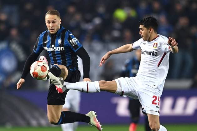 Mg Bergamo 10 03 2022 - Europa League Atalanta-Bayer Leverkusen foto Matteo Gribaudi Image nella foto: Teun Koopmeiners-Exequiel Palacios 
