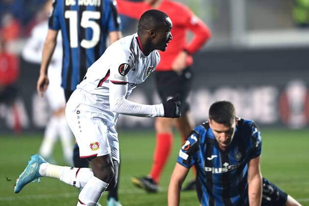 Mg Bergamo 10 03 2022 - Europa League Atalanta-Bayer Leverkusen foto Matteo Gribaudi Image nella foto: esultanza gol Moussa Diaby 
