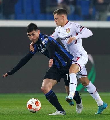 Photo Spada LaPresse March 10, 2022 - Bergamo ,Italy Soccer Atalanta vs Bayer Leverkusen - Europa League 2021 2022 In the photo :Ruslan Malinovskyi (Atalanta BC); wirtz ( Bayer Leverkusen )  Copyright: xSpada LaPressex