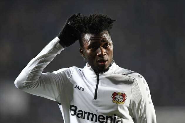 Atalanta v Bayer Leverkusen, UEFA Europa League, Bergamo, Italy Bergamo, Italy. 10th, March 2022. Edmond Tapsoba of Bayer Leverkusen is warming up before the UEFA Europa League match between Atalanta and Bayer Leverkusen at Gewiss Stadium in Bergamo. Bergamo Italy  Copyright: xGonzalesxPhoto TommasoxFimianox