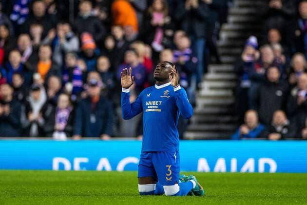 Mandatory Credit: Photo by Kirk O Rourke Rangers FC Shutterstock (12843268do) Calvin Bassey of Rangers during the Europa League match at Ibrox Stadium, Glasgow. Rangers v Red Star Belgrade, Europa League, Round of 16, First Leg, Football, Ibrox Stadium, Glasgow, UK - 10 Mar 2022 EDITORIAL USE ONLY No use with unauthorised audio, video, data, fixture lists, club league logos or live services. Online in-match use limited to 120 images, no video emulation. No use in betting, games or single club league player publications. Rangers v Red Star Belgrade, Europa League, Round of 16, First Leg, Football, Ibrox Stadium, Glasgow, UK - 10 Mar 2022 EDITORIAL USE ONLY No use with unauthorised audio, video, data, fixture lists, club league logos or live services. Online in-match use limited to 120 images, no video emulation. No use in betting, games or single club league player publications. Copyright: xKirkxO Rourke RangersxFC Shutterstockx 12843268do