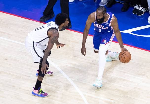 Philadelphia, Pennsylvania, United States of America, March 10th 2022: James Harden (76ers 1)& xA