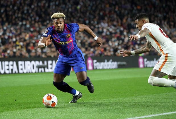 FC Barcelona, Barca v Galatasaray: Round of 16 Leg One - UEFA Europa League Adama Traore during the match between FC Barcelona and Galatasaray SK, corresponding to the first leg of the round of 16 of the UEFA Europa League, played at the Camp Nou Stadium, in Barcelona, on 10th March 2022. Barcelona Spain  Copyright: xUrbanandsportx originalFilename:urbanandsport-fcbarcel220310_npTCo.jpg