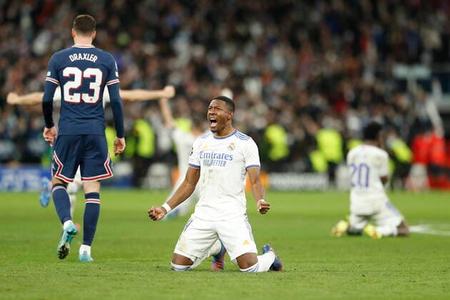 David Alaba (Real), MARCH 9, 2022 - Football Soccer : Alaba celebrate after winning UEFA Champions League Round of 16 2nd leg match between Real Madrid CF 3-1 Paris Saint-Germain at the Estadio Santiago Bernabeu in Madrid, Spain. Noxthirdxpartyxsales  (0152686447st)