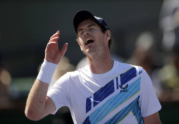 Mandatory Credit: Photo by Ella Ling Shutterstock (12844917j) Andy Murray of GBR celebrates on match point BNP Paribas Open, Tennis, Day 3, Indian Wells Tennis Garden, California, USA - 11 Mar 2022 BNP Paribas Open, Tennis, Day 3, Indian Wells Tennis Garden, California, USA - 11 Mar 2022 Copyright: xEllaxLing Shutterstockx 12844917j
