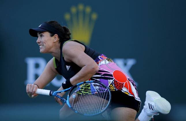 Mandatory Credit: Photo by Ella Ling Shutterstock (12844917bj) Garbine Muguruza of Spain in action BNP Paribas Open, Tennis, Day 3, Indian Wells Tennis Garden, California, USA - 11 Mar 2022 BNP Paribas Open, Tennis, Day 3, Indian Wells Tennis Garden, California, USA - 11 Mar 2022 Copyright: xEllaxLing Shutterstockx 12844917bj