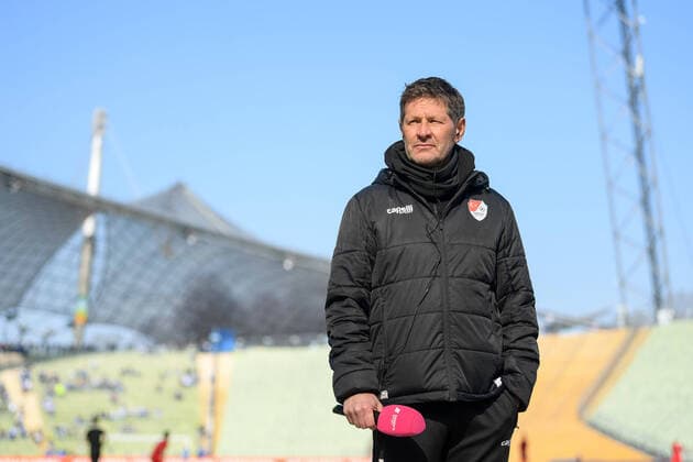 Fußball, 3. Liga, 20220312, Türkgücü München - 1. FC Magdeburg. Im Bild Trainer von Tuerkguecue Türkgücü München Andreas HERAF TV Interview. München Olympiastadion Bayern Deutschland Copyright: Passion2Press MarkusxFischerx