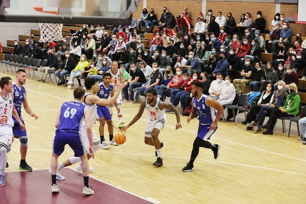 Rheinstars vs. Eintracht Stahnsdorf Rheinstars Köln vs. Eintracht Stahnsdorf, Basketball, BARMER 2. Basketball Bundesliga ProB, Ron Mvouika (Rheinstars) , 12.03.2022,