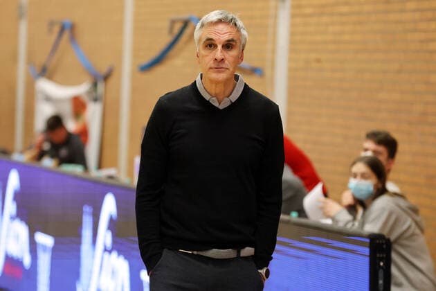 Rheinstars vs. Eintracht Stahnsdorf Rheinstars Köln vs. Eintracht Stahnsdorf, Basketball, BARMER 2. Basketball Bundesliga ProB, Trainer Stephan Baeck (Rheinstars), 12.03.2022,