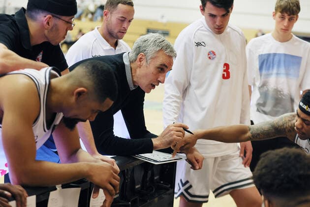 Rheinstars vs. Eintracht Stahnsdorf Rheinstars Köln vs. Eintracht Stahnsdorf, Basketball, BARMER 2. Basketball Bundesliga ProB, Trainer Stephan Baeck (Rheinstars), 12.03.2022,