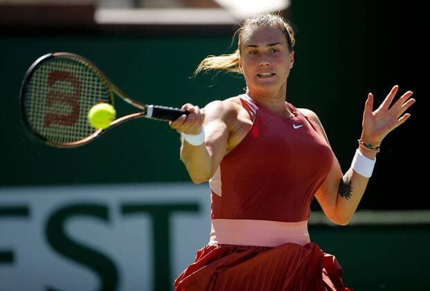 Mandatory Credit: Photo by Ella Ling Shutterstock (12845049x) Aryna Sabalenka of Belarus in action BNP Paribas Open, Tennis, Day 4, Indian Wells Tennis Garden, California, USA - 12 Mar 2022 BNP Paribas Open, Tennis, Day 4, Indian Wells Tennis Garden, California, USA - 12 Mar 2022 Copyright: xEllaxLing Shutterstockx 12845049x