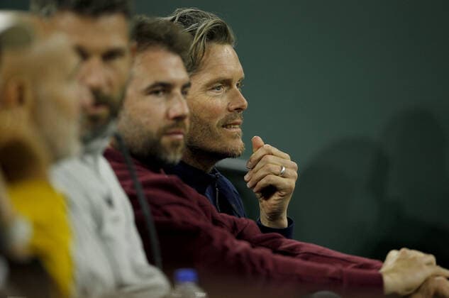 Mandatory Credit: Photo by Ella Ling Shutterstock (12845049dt) Thomas Enqvist, coach of Stefanos Tsitsipas of Greece BNP Paribas Open, Tennis, Day 4, Indian Wells Tennis Garden, California, USA - 12 Mar 2022 BNP Paribas Open, Tennis, Day 4, Indian Wells Tennis Garden, California, USA - 12 Mar 2022 Copyright: xEllaxLing Shutterstockx 12845049dt