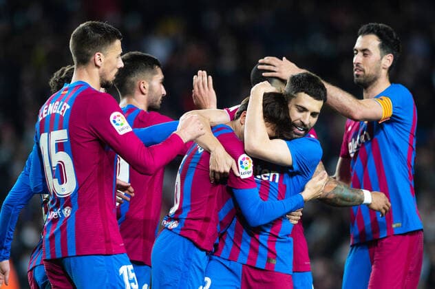 March 13, 2022, Barcelona, Spain: Riqui Puig of FC Barcelona, Barca celebrate a goal during the Liga match between FC Barcelona and CA Osasuna at Camp Nou in Barcelona, Spain. Barcelona Spain - ZUMAd159 20220313_zia_d159_377 Copyright: xGerardxFrancox