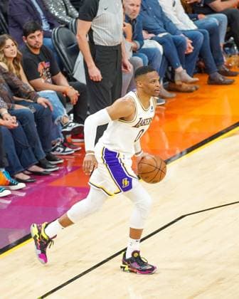 Phoenix, Arizona, March 13th 2022: Russel Westbrook ( 0 Los Angeles Lakers)In action during the National Basketball Association game between the Los Angeles Lakers and the Phoenix Suns at Footprint Center in Phoenix, Arizona. Edwin Rodriguez SPP Los Angeles Lakers v Phoenix Suns - NBA, Basketball Herren, USA - FootPrint Center 
