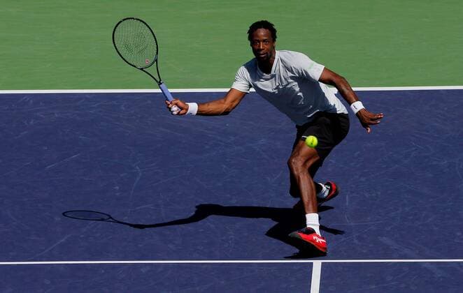 Mandatory Credit: Photo by Ella Ling Shutterstock (12845056i) Gael Monfils of France in action BNP Paribas Open, Tennis, Day 6, Indian Wells Tennis Garden, California, USA - 14 Mar 2022 BNP Paribas Open, Tennis, Day 6, Indian Wells Tennis Garden, California, USA - 14 Mar 2022 Copyright: xEllaxLing Shutterstockx 12845056i