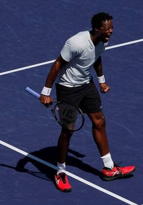 Mandatory Credit: Photo by Ella Ling Shutterstock (12845056r) Gael Monfils of France celebrates on match point BNP Paribas Open, Tennis, Day 6, Indian Wells Tennis Garden, California, USA - 14 Mar 2022 BNP Paribas Open, Tennis, Day 6, Indian Wells Tennis Garden, California, USA - 14 Mar 2022 Copyright: xEllaxLing Shutterstockx 12845056r