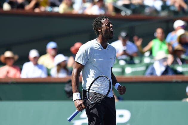 Gael Monfils defeated world number 1 Daniil Medvedev TENNIS : BNP Paribas Open 2022 - 14 03 2023 AntoineCouvercelle Panoramic 