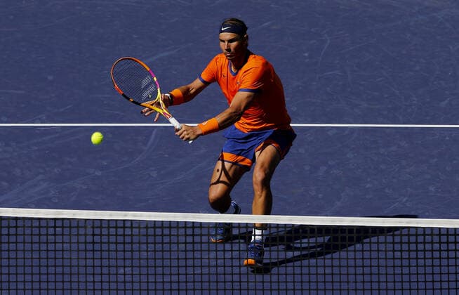 Mandatory Credit: Photo by Ella Ling Shutterstock (12845056ae) Rafael Nadal of Spain in action BNP Paribas Open, Tennis, Day 6, Indian Wells Tennis Garden, California, USA - 14 Mar 2022 BNP Paribas Open, Tennis, Day 6, Indian Wells Tennis Garden, California, USA - 14 Mar 2022 Copyright: xEllaxLing Shutterstockx 12845056ae