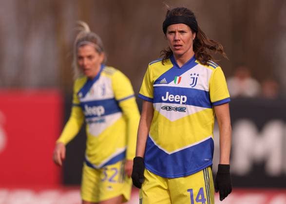 Milan, Italy, 12th March 2022. Sofie Junge Pedersen of Juventus looks on during the Coppa Italia Femminile match at Centro Sportivo Vismara, Milan. Picture credit should read: Jonathan Moscrop Sportimage EDITORIAL USE ONLY. No use with unauthorised audio, video, data, fixture lists, club league logos or live services. Online in-match use limited to 120 images, no video emulation. No use in betting, games or single club league player publications. SPI-1575-0059