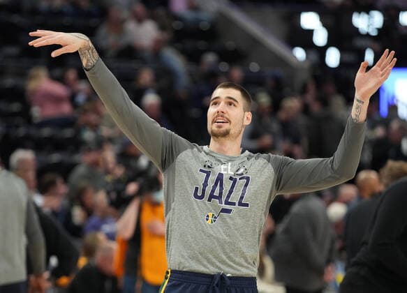Utah Jazz forward Juancho Hernangomez warms up before an NBA, Basketball Herren, USA game between Utah Jazz and Milwaukee Bucks, in Vivint Smart Home Arena in Salt Lake City, Utah, USA, 14 March 2022. Milwaukee Bucks at Utah Jazz !ACHTUNG: NUR REDAKTIONELLE NUTZUNG!  Copyright: xGEORGExFREYx AME3389 20220315-da13f31013cd0fbdc03509be951aa903a0dc7139