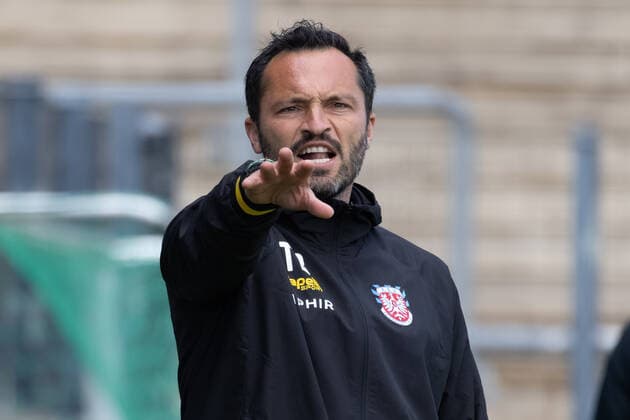 FSV Frankfurt - Kickers Offenbach, Regionalliga Trainer Thomas Brendel (FSV Frankfurt). Fussball-Regionalliga Spiel zwischen dem FSV Frankfurt und Kickers Offenbach am 22. Mai 2021 in der PSD Bank Arena in Frankfurt am Main., Frankfurt am Main Hessen Deutschland PSD Bank Arena