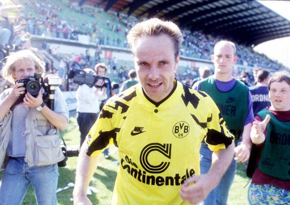 MSV Duisburg - Borussia Dortmund 0:1 am 16.05.1992 Michael Rummenigge (BVB) nach dem Spiel