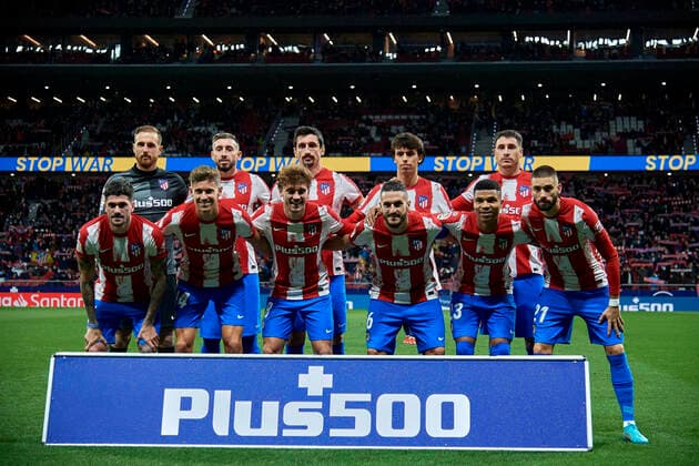 Club Atletico de Madrid v Cadiz CF - La Liga Santander Atletico line up (R-L) Jan Oblak, Hector Herrera, Stefan Savic, Joao Felix, Jose Maria Gimenez, Rodrigo de Paul, Marcos Llorente, Antoine Griezmann, Koke Resurreccion, Reinildo Mandava, Yannick Carrasco during the La Liga Santander match between Club Atletico de Madrid and Cadiz CF at Estadio Wanda Metropolitano on March 11, 2022 in Madrid, Spain. Madrid Spain Copyright: xJosexBretonx originalFilename:breton-clubatle220311_npKhl.jpg