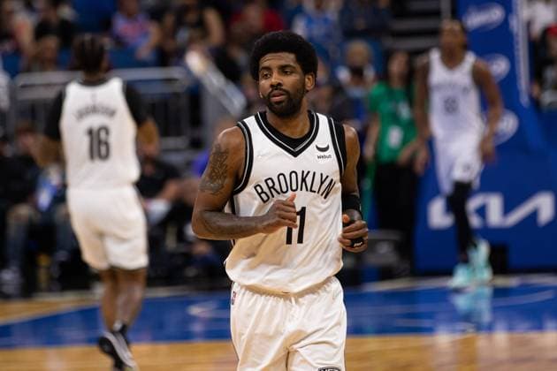 Orlando, Florida, March 15th 2022: Kyrie Irving (11 Brooklyn Nets) during the National Basketball Association game between Orlando Magic and Brooklyn Nets at Amway Center in Orlando, Florida. Andrea Vilchez SPP Orlando Magic v Brooklyn Nets - National Basketball Association - Amway Center 