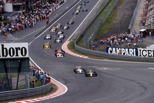 Alessandro Alex Zanardi (ITA) Reynard 91D Mugen Il Barone Rampante 2nd position leads a group at start Spa Belgium Copyright: xPhoto4xPhoto4x