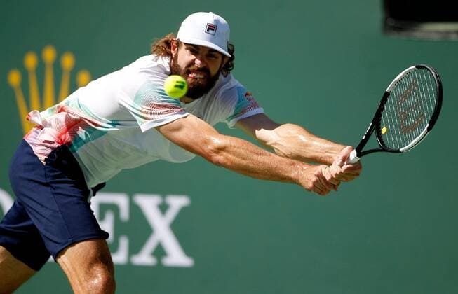 Mandatory Credit: Photo by Ella Ling Shutterstock (12845061ar) Reilly Opelka of USA in action BNP Paribas Open, Tennis, Day 8, Indian Wells Tennis Garden, California, USA - 16 Mar 2022 BNP Paribas Open, Tennis, Day 8, Indian Wells Tennis Garden, California, USA - 16 Mar 2022 Copyright: xEllaxLing Shutterstockx 12845061ar