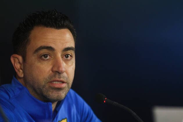 Barcelona press conference, PK, Pressekonferenz Before The Europe League Match Against Galatasaray Barcelona s head coach Xavi Hernandez speaking during Barcelona s press conference before the Europe League match against Galatasaray at NEF stadium, in Istanbul, Turkey, on March 16, 2022. Istanbul Turkey  Copyright: xAhmadxMorax originalFilename:mora-notitle220316_npX4t.jpg