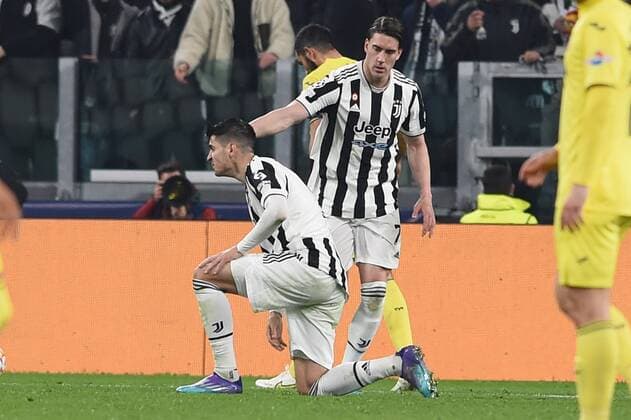 IPP20220316 Football - soccer: UEFA Champions League 2021 2022, Juventus Turin - FC Villarreal, alvaro morata e dusan vlahovic (Verwendung nur in Deutschland - GERMANY ONLY) *** IPP20220316 Football soccer UEFA Champions League 2021 2022, Juventus Turin FC Villarreal, alvaro morata e dusan vlahovic use only in Germany GERMANY ONLY
