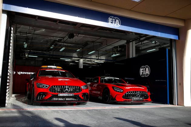 F1 Medical Car, Mercedes-AMG GT 63 S 4MATIC+, F1 Safety Car, Mercedes-AMG GT Black Series, F1 Grand Prix of Bahrain at Bahrain International Circuit on March 17, 2022 in Sakhir, Bahrain. (Photo by HOCH ZWEI) Sakhir Bahrain