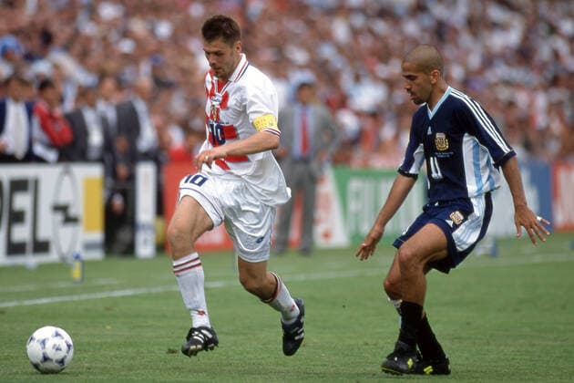 ZVONIMIR BOBAN, Croazia, JUAN SEBASTIAN VERON, Argentina, FIFA World Cup, WM, Weltmeisterschaft, Fussball France 1998, Argentina vs Croatia 1-0, Bordeaux CAMPIONATI MONDIALI FRANCIA 1998 - ARGENTINA-CROAZIA 1-0
