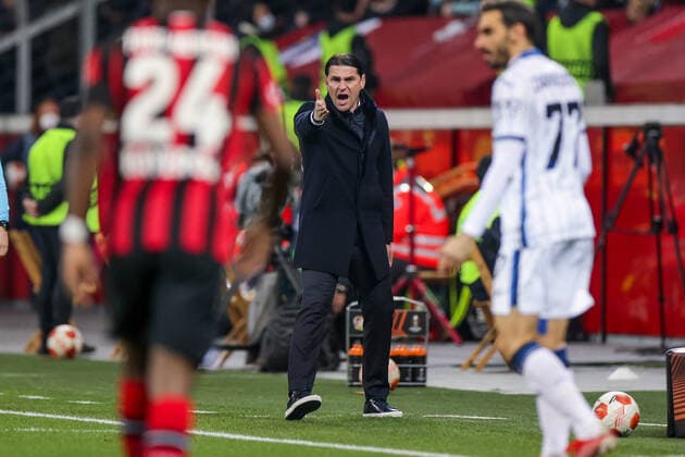 17.03.2022, Fussball, Saison 2021 2022, UEFA Europa League, Achtelfinale, Rückspiel, Runde 2 2, Bayer Leverkusen - Atalanta Bergamo, Cheftrainer Gerardo Seoane (Bayer 04 Leverkusen), Foto: Dennis Ewert RHR-FOTO xRHR-FOTO DEx