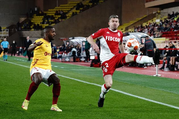 Caio Henrique Oliveira Silva (AS Monaco) - Andre Horta (Braga) FOOTBALL : AS Monaco vs Braga - 8 eme de finale retour Europa League - Monaco - 17 03 2022 NorbertScanella Panoramic 