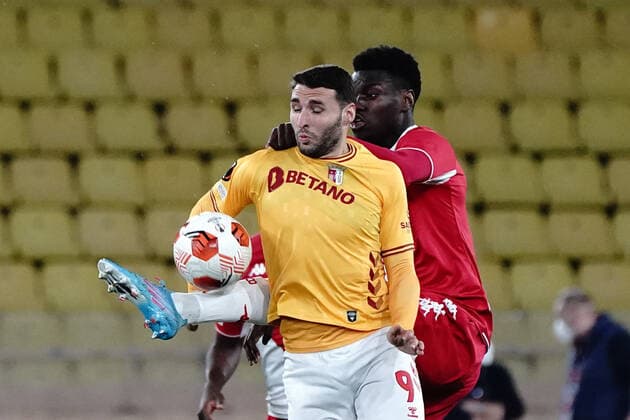 Abel Ruiz (Braga) - Benoit Badiashile (AS Monaco) FOOTBALL : AS Monaco vs Braga - 8 eme de finale retour Europa League - Monaco - 17 03 2022 NorbertScanella Panoramic 