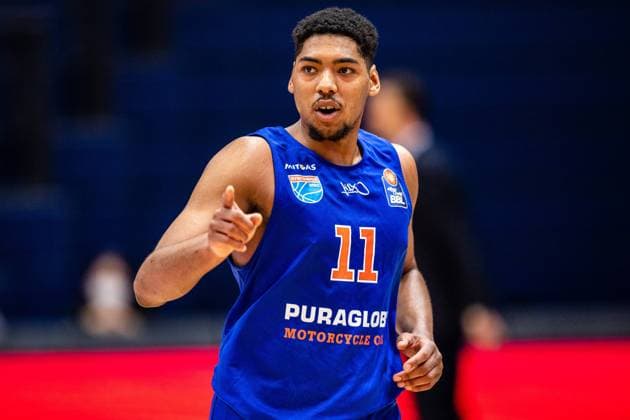 BB-1BL Syntainics MBC - JobStairs Giessen 46er Kostja Mushidi (Syntainics MBC) waehrend der Begegnung Saison 2021-2022 (Herren) in der EasyCredit Bundesliga zwischen Syntainics MBC und JobStairs Giessen 46er in der Stadthalle Weissenfels am 17. March 2022 in Weissenfels, Sachsen Anhalt, Deutschland