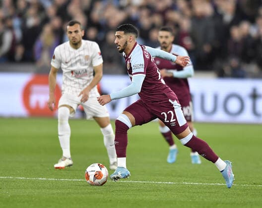Mandatory Credit: Photo by James Griffiths West Ham United Shutterstock (12853351ak) Said Benrahma of West Ham United in action West Ham United v Sevilla, UEFA Europa League, Round of 16, 2nd Leg, Football, The London Stadium, London, UK - 17 Mar 2022 West Ham United v Sevilla, UEFA Europa League, Round of 16, 2nd Leg, Football, The London Stadium, London, UK - 17 Mar 2022  Copyright: xJamesxGriffiths WestxHamxUnited Shutterstockx 12853351ak