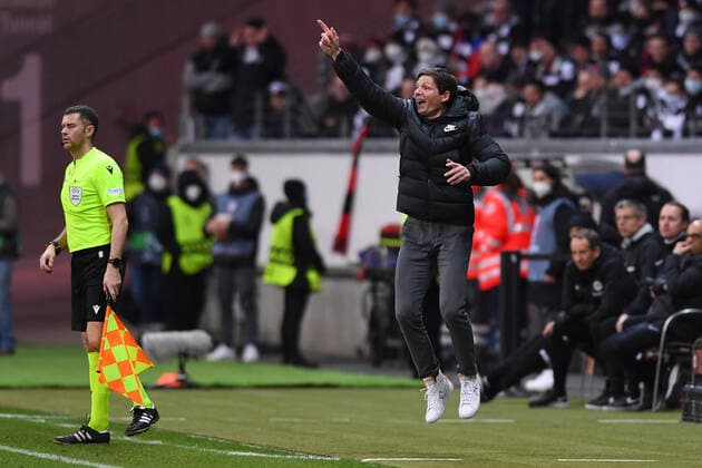 Fußball Europa League Achtelfinale Eintracht Frankfurt - Betis Sevilla am 17.03.2022 im Deutsche Bank Park in Frankfurt Oliver Glasner ( Trainer Cheftrainer Frankfurt )