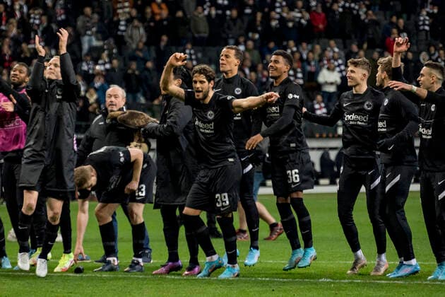UEFA Europa League, Eintracht Frankfurt vs. Real Betis Sevilla, Frankfurt, Deutsche Bank Park, 17.3.2022 Goncalo Paciencia (Eintracht Frankfurt 39) & Ansgar Knauff (Eintracht Frankfurt 36), Eintracht Frankfurt vs. Real Betis Sevilla, Frankfurt, Deutsche Bank Park, 18.3.2022 Copyright: xBEAUTIFULxSPORTS Gawlikx