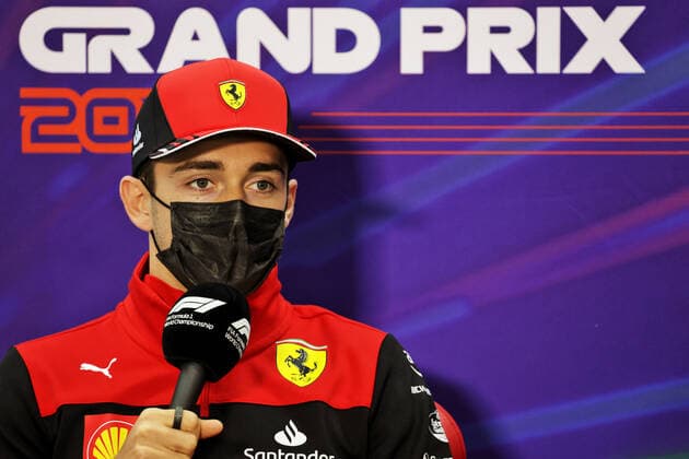 LECLERC Charles (mco), Scuderia Ferrari F1-75, portrait press conference, PK, Pressekonferenz during the Formula 1 Gulf Air Bahrain Grand Prix 2022, 1st round of the 2022 FIA Formula One World Championship, WM, Weltmeisterschaft on the Bahrain International Circuit, from March 18 to 20, 2022 in Sakhir, Bahrain - F1 - BAHRAIN GRAND PRIX 2022 DPPI Panoramic 016A3938