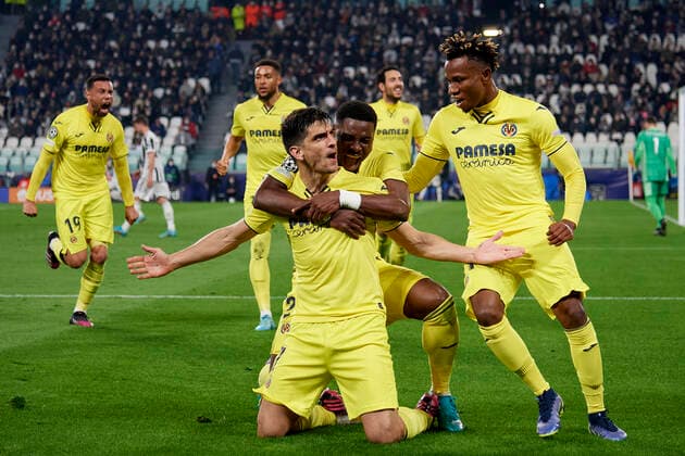 Juventus v Villarreal CF: Round Of Sixteen Leg Two - UEFA Champions League Gerard Moreno of Villarreal celebrates after scoring his sides first goal during the UEFA Champions League Round Of Sixteen Leg Two match between Juventus and Villarreal CF at Juventus Stadium on March 16, 2022 in Turin, Italy. Turin Italy  Copyright: xJosexBretonx originalFilename:breton-juventus220316_npiCU.jpg