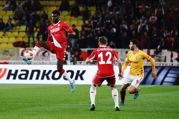 Benoit Badiashile (AS Monaco) FOOTBALL : AS Monaco vs Braga - 8 eme de finale retour Europa League - Monaco - 17 03 2022 NorbertScanella Panoramic 