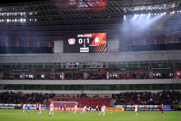 Endergebnis Team Bayer 04 Leverkusen UEFA Europa League Saison 2021- 2022 Spiel Bayer 04 Leverkusen - Atalanta Bergamo 0 : 1 am 17. 03. 2022 in Leverkusen DFL REGULATIONS PROHIBIT ANY USE OF PHOTOGRAPHS as IMAGE SEQUENCES and or QUASI-VIDEO