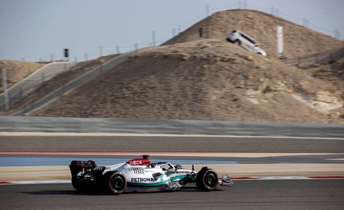 63 George Russell (GBR, Mercedes-AMG Petronas F1 Team), F1 Grand Prix of Bahrain at Bahrain International Circuit on March 18, 2022 in Sakhir, Bahrain. (Photo by HOCH ZWEI) Sakhir Bahrain