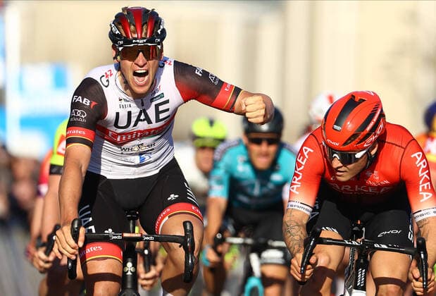 Bilder des Jahres 2022, Sport 03 März Sport Themen der Woche KW11 Sport Bilder des Tages Pascal Ackermann of UAE Team Emirates celebrates after winning the Bredene Koksijde Classic one day cycling race, 199 km from Bredene to Koksijde, Thursday 18 March 2021. DAVIDxPINTENS  x22806645x